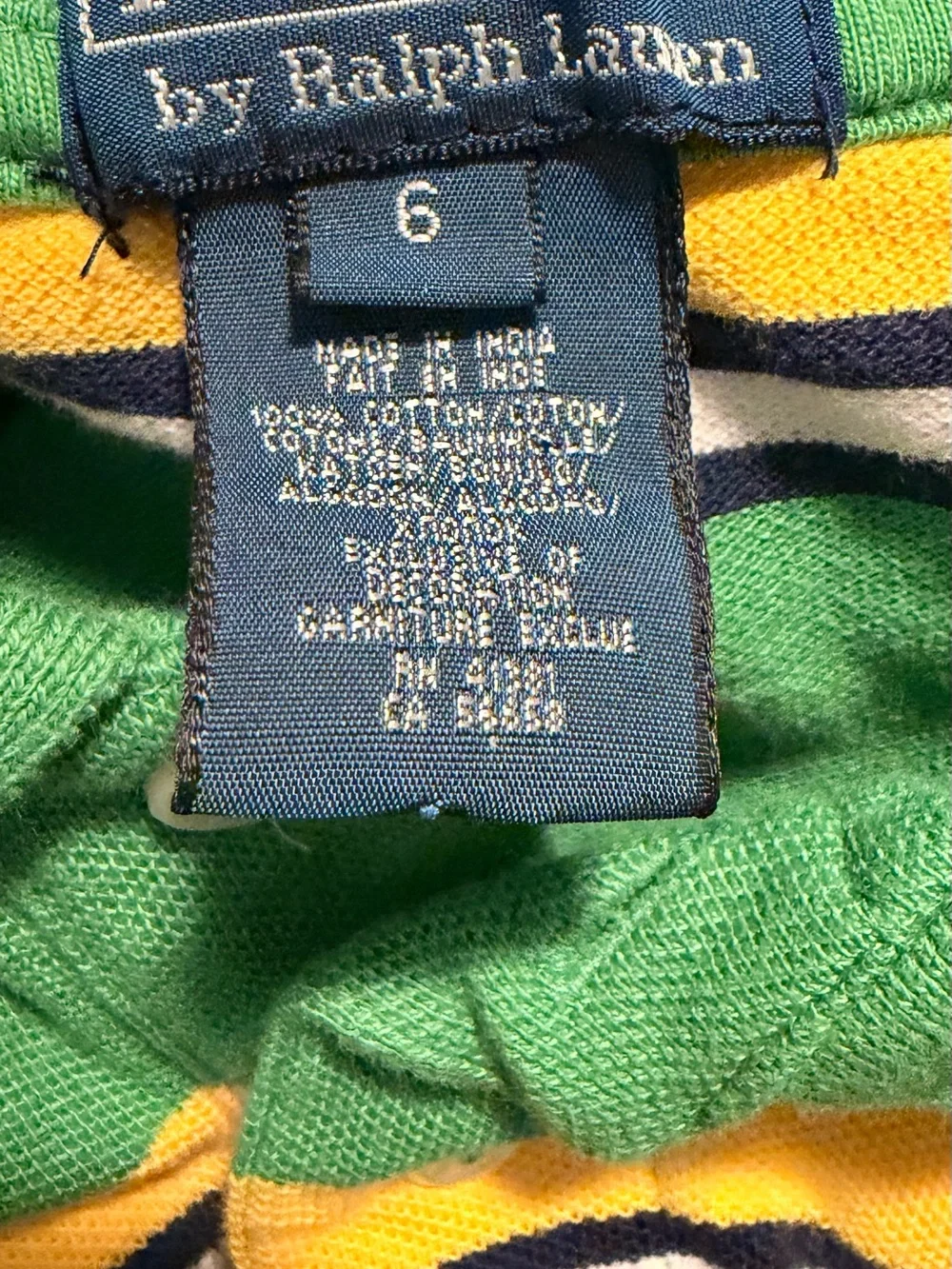 Ralph Lauren Green, Yellow & Navy Striped Polo Shirt